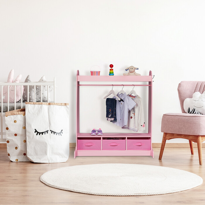 Relaxdays Kinder Kleiderständer mit Spiegel