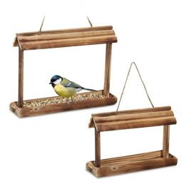 Relaxdays 2x Vogelfutterhaus aus Holz