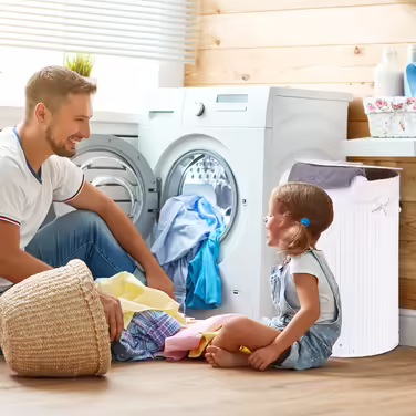 Relaxdays Wäschekorb Bambus rund