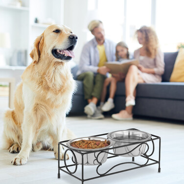 Relaxdays Hunde Napfset mit Halterung