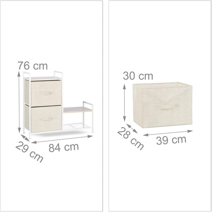 Relaxdays Regalsystem, 5 Schubladen, Metall & Holz, 77,5x83x29 cm, beige, (Design G)
