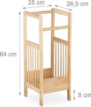 Relaxdays Schirmständer Bambus, eckig, 2 Griffe, H x B x T: ca. 64 x 25 x 26,5 cm, Umbrella Stand, Schirmhalter, natur