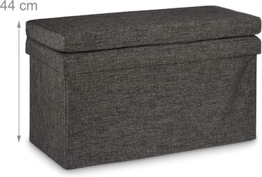 Relaxdays Faltbarer Sitzhocker mit Lehne, Stauraum, Leinen, 73x76x38 cm, Braun