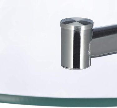 Relaxdays Glas u. Chrom, runder Beistelltisch f. Kaffee Tee, Ablage f. Garten HxBxT: 52 x 45 x 45 cm, silber Kaffeetisch Edge, Metall, 45 x 45 x 52 cm Single