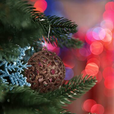 Relaxdays Weihnachtskugeln, 100er Set, Weihnachtsdeko, matt, glänzend, glitzernd, Christbaumkugel ∅ 3, 4 & 6 cm, (Braun)