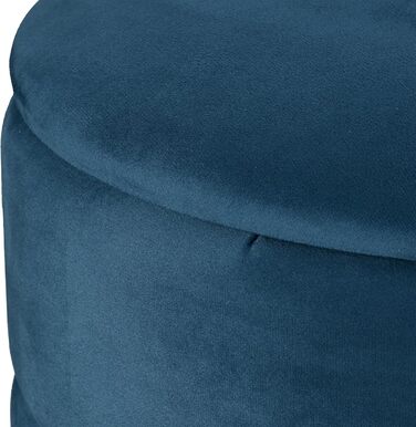 Relaxdays Samthocker mit Stauraum, runder gepolsterter Sitz, 40x40 cm, blau/Gold
