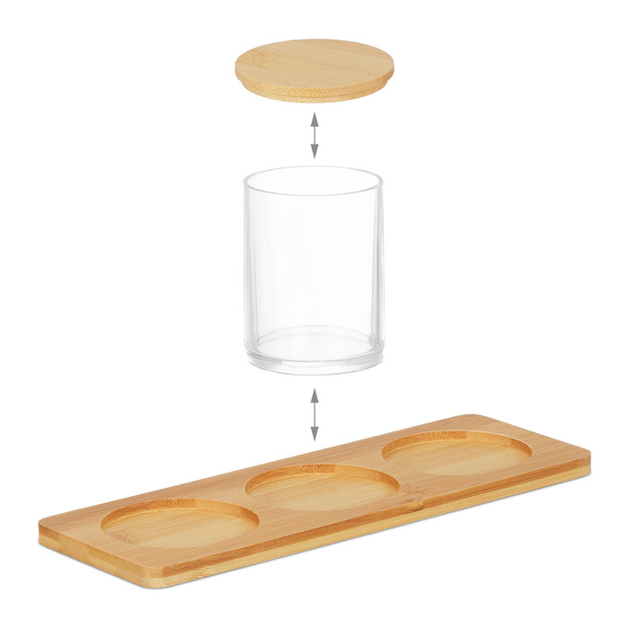 Relaxdays Wattestäbchenbehälter mit Tablett
