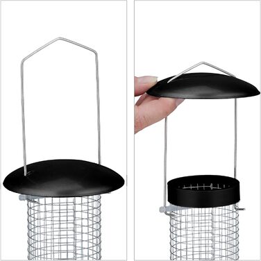 Relaxdays Vogelfutterstation, 2er Set, HxD: 33 x 10 cm, Metall, schwarz/Silber