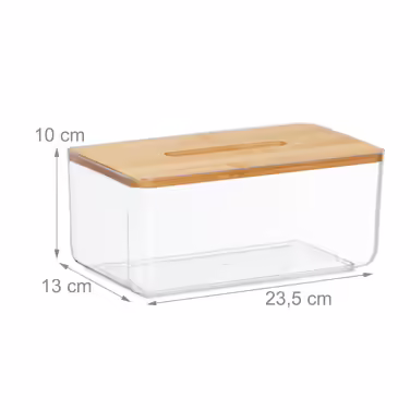 Relaxdays Transparente Tücherbox mit Bambus-Deckel