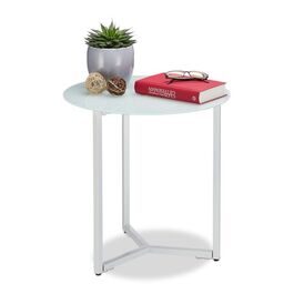 Relaxdays Beistelltisch Glas Metall rund