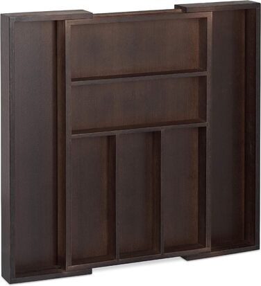 Relaxdays Besteckkasten, ausziehbar, var. Breite, 5-7 Fächer, Bambus, HBT: 5x48x46cm