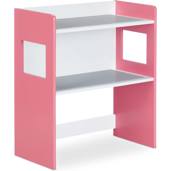 Relaxdays Kinderregal mit Bauplatten, Aufbewahrungsbox mit Rollen, HxBxT: 60 x 52 x 26,5 cm, Spielzeugregal, MDF, bunt