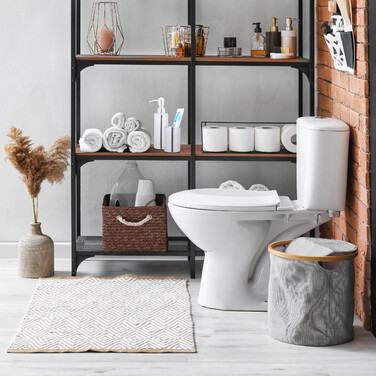 Relaxdays 4-tlg. Badezimmer Set glänzendes Silber
