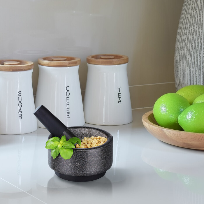 Relaxdays Mörser mit Stößel aus Granit