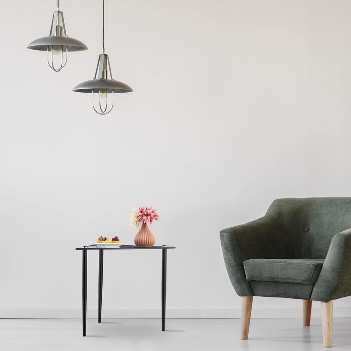 Relaxdays Beistelltisch, Couchtisch dreieckig, HBT 41x50x50 cm, Glas & Stahl, Wohnzimmer, Sofatisch modern, grau-schwarz