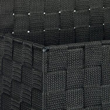 Relaxdays Hängeorganizer Stoff, Türorganizer mit 3 Aufbewahrungskörben, Wandorganizer Bad, PP, HBT: 75x25x15cm, (15 x 25 x 75 cm, Schwarz)