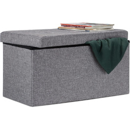 Relaxdays Faltbare Sitzbank XL mit Stauraum, 38x76x38 cm, Dunkelgrau
