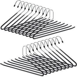 Relaxdays Hosenbügel 20er Set, rutschfest, gummiert, Metall, platzsparend, 35cm, schwarz