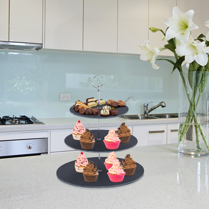 Relaxdays Schiefer Etagere 3 Etagen