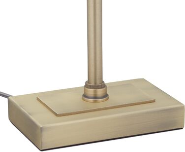Relaxdays Bankerlampe, neigbarer Glasschirm, Metallsockel, E14, Schreibtischlampe Retro, Bibliothekslampe, weiß/messing, 33 x 26 x 20 cm
