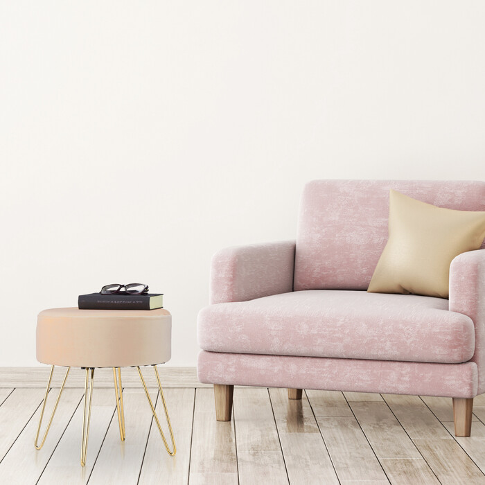 Relaxdays Samt Hocker mit Haarnadelbeinen