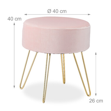 Relaxdays Samthocker mit Metallbeinen rosa