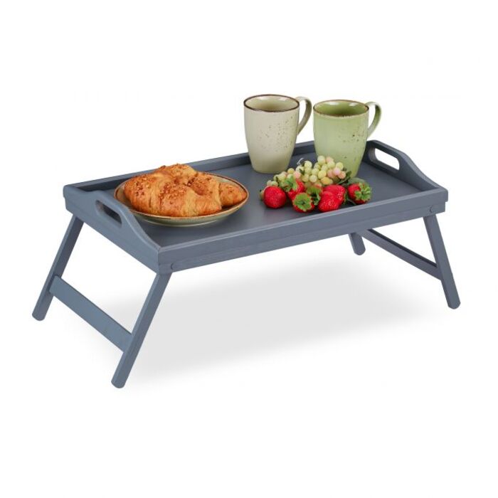 Relaxdays Bambus Betttablett grau