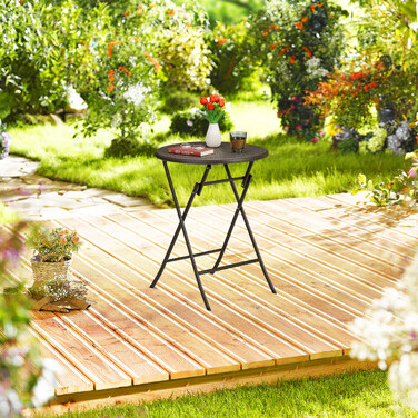 Relaxdays Runder Gartentisch in Rattan-Optik