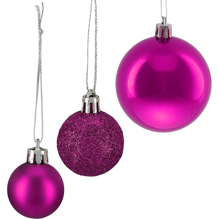Relaxdays Weihnachtskugeln, 100er Set, Weihnachtsdeko, matt, glänzend, glitzernd, Christbaumkugel ∅ 3, 4 & 6 cm, (Rosa)
