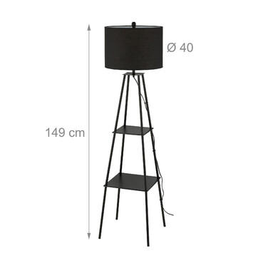 Relaxdays Stehlampe mit Regal in Schwarz