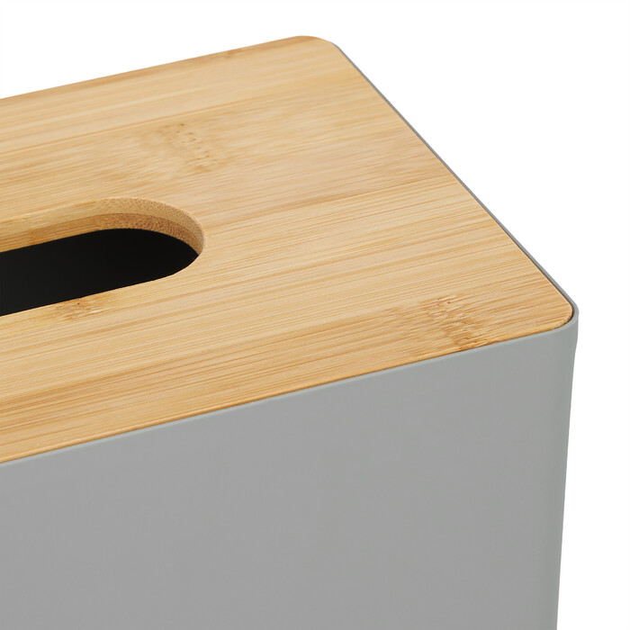Relaxdays Graue Tücherbox mit Bambusdeckel
