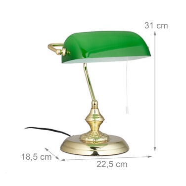 Relaxdays Bankerlampe mit Zugschalter