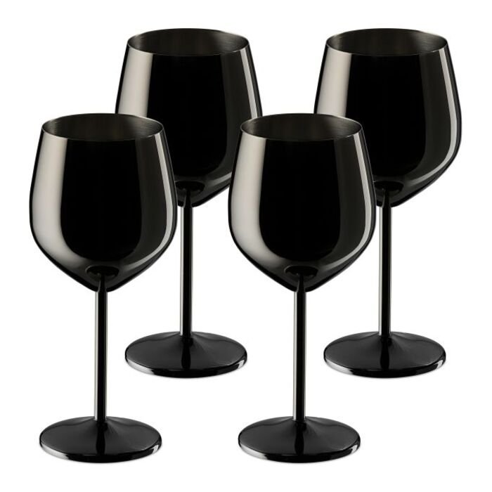 Relaxdays Weingläser Edelstahl 4er Set
