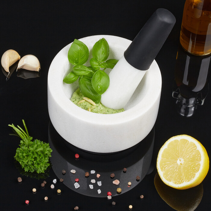 Relaxdays Mörser mit Stößel aus Marmor