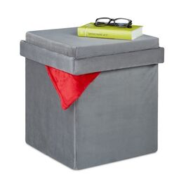 Relaxdays Samthocker mit Tablett