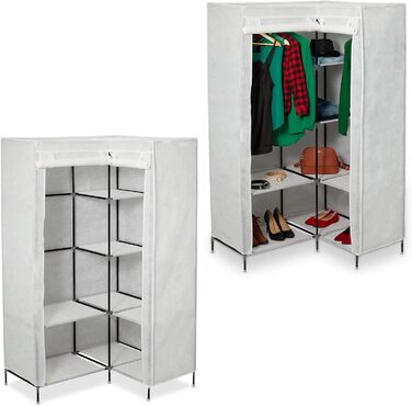 Relaxdays  x Eckkleiderschrank 3. Generation, 8 Ablagen und 2 Kleiderstangen, Stecksystem, mit 2 Türen, HBT: 69x00x83 cm,     Stück (1, Weiß, Schwarz, 169 x 100 x 166 cm)