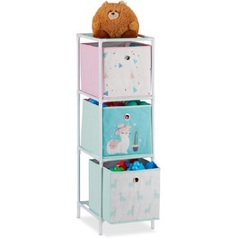 Relaxdays Kinderregal, Lama-Design, für Jungen & Mädchen, HBT 62x53x30 cm, bunt, 3 Boxen