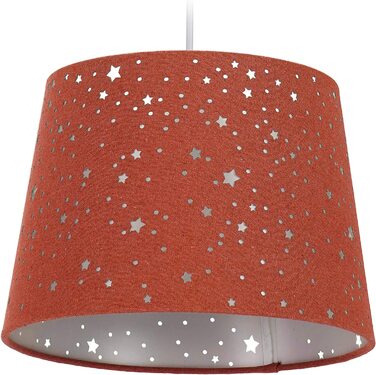 Relaxdays Kinderzimmerlampe Sterne, hängende Schirmlampe für Mädchen, Sternenhimmel Motiv, E27, runder Stoffschirm,  122 x 27 x 27 cm (Rot)