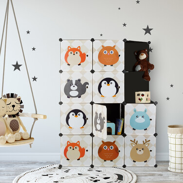 Relaxdays Steckregal Kinderzimmer mit Tiermotiven