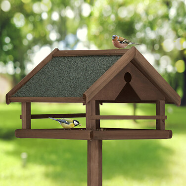 Relaxdays Braunes Vogelfutterhaus mit Ständer