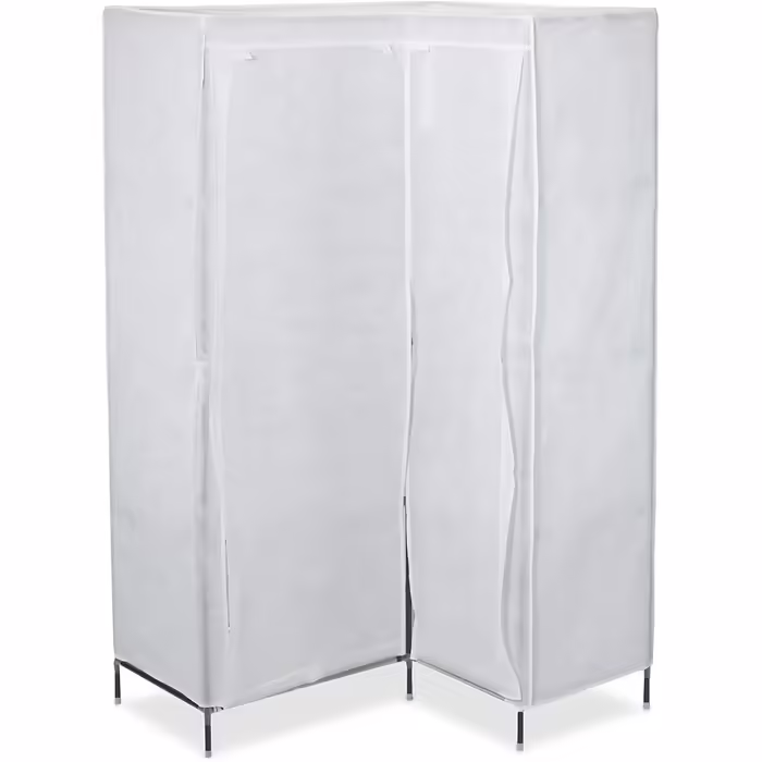 Relaxdays  x Eckkleiderschrank 3. Generation, 8 Ablagen und 2 Kleiderstangen, Stecksystem, mit 2 Türen, HBT: 69x00x83 cm,     Stück (1, Weiß, 3er Pack)