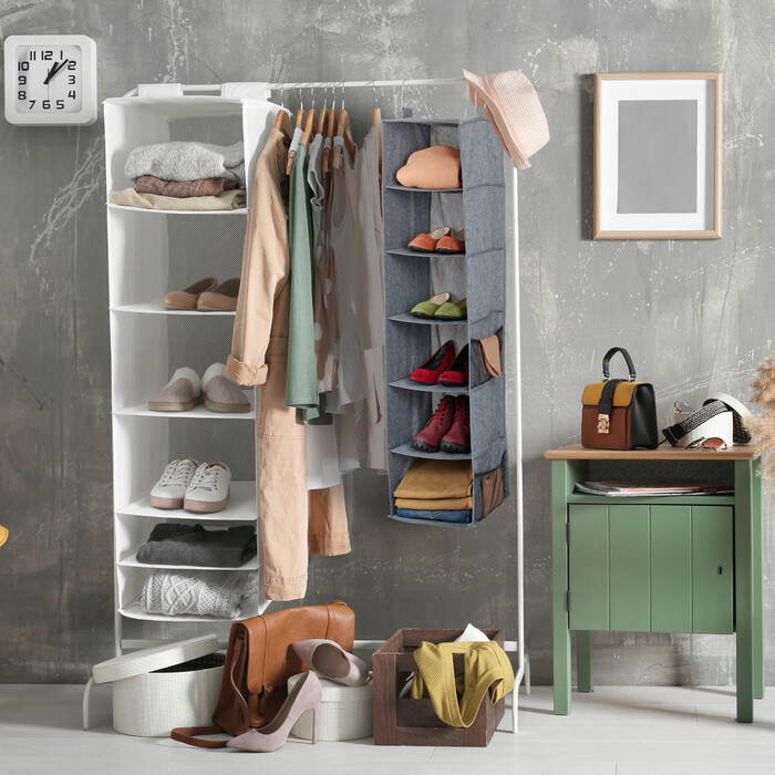 Relaxdays Kleiderschrank Hängeregal mit 6 Fächern