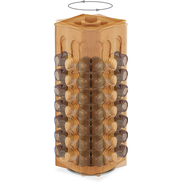 Relaxdays Kapselhalter für Cafissimo Kaffeekapseln, drehbar, Kaffee Kapselspender, , HBT: 40,5 x 14 x 14 cm, natur