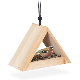 Relaxdays Vogelhaus, unbehandelt, Futterhaus für Wildvögel, Garten & Balkon, HBT 16x23,5x12cm