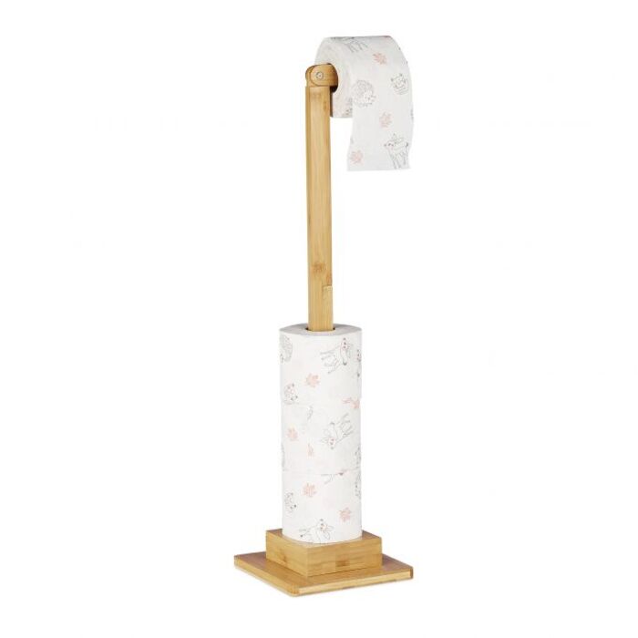 Relaxdays Bambus Toilettenpapierhalter stehend