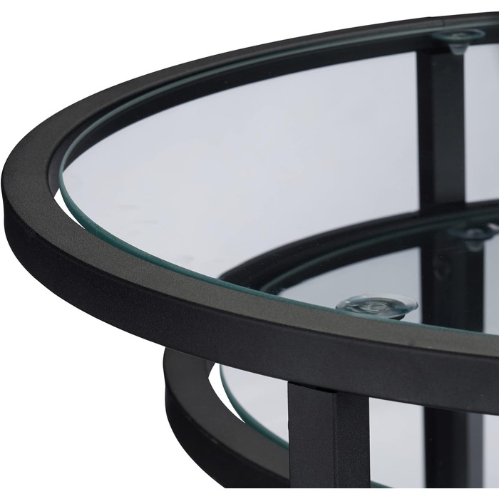 Relaxdays, schwarz Beistelltische 2er Set, Satztisch, Sofatisch, mit Glasplatte, untereinander passend, HBT 50,5x50x50cm, Hartglas, Standard