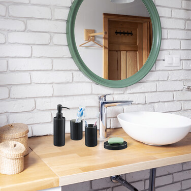 Relaxdays 4-tlg. Badezimmer Set in Anthrazit