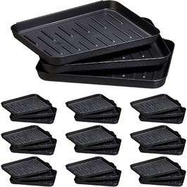 Relaxdays 6 x Schuhabtropfschale, Schuhwanne aus Kunststoff, für 6 Paar Schuhe, stapelbar, Ablage HxBxT: 3 x 35 x 27 cm, schwarz (30er Pack)