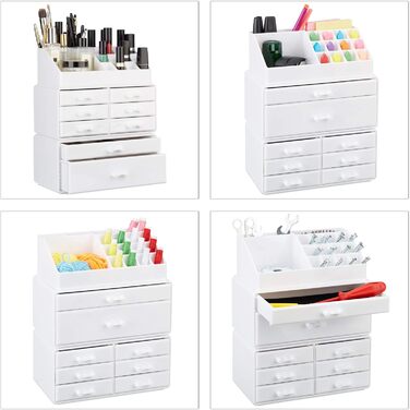 Relaxdays 1 x Make Up Organizer mit Schubladen, stapelbarer Schmuckkasten für Make Up, Acryl Schminkaufbewahrung, transparent 1 Transparent 1 Stück