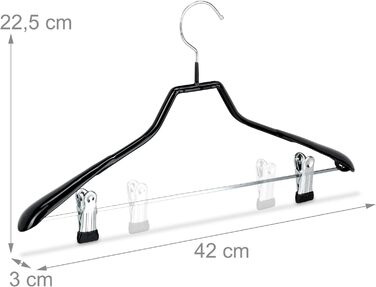 Relaxdays 00 x Kleiderbügel Holz, Garderobenbügel, klassisch, Hemden & Hosen, 360° drehbar, Bügel HxB 23 x 44 cm,    00er Pack (100, Schwarz, Silber, 100er Pack)